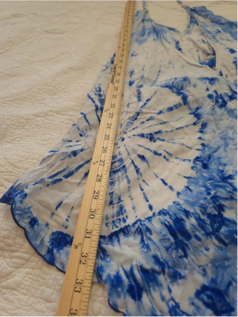 Made In Bali Blue White Tie-Dye Halter Coverup Dress One-size Asymmetrical Hem
